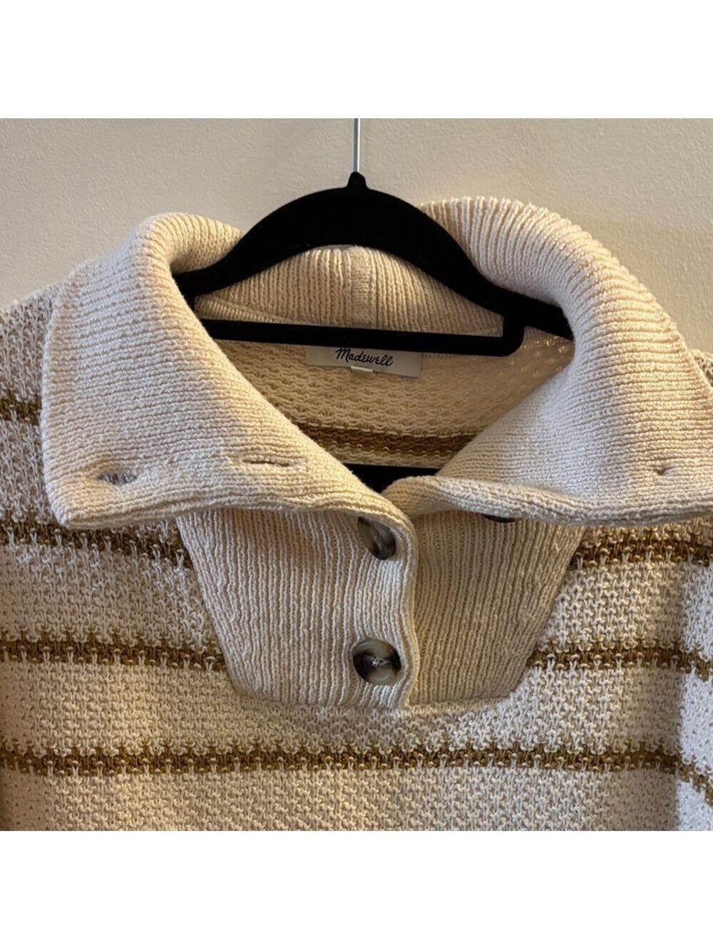 Madewell Cream and Brown Striped Turtleneck Sweater - Picture 2 of 4